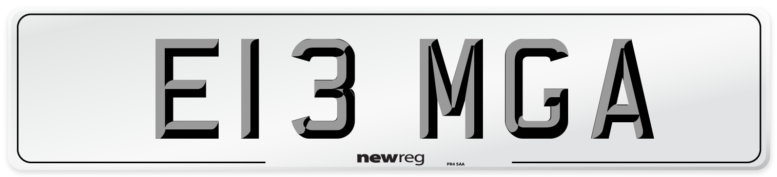 E13 MGA Number Plate from New Reg